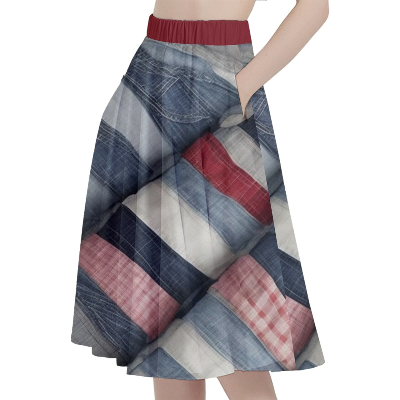Fabric 517 A-Line Midi Skirt with Pocket