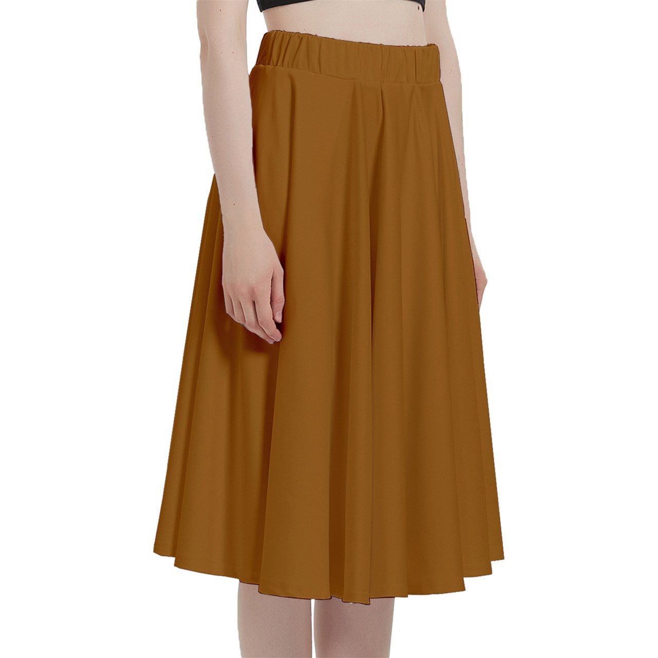 Brown A-Line Midi Skirt With Pocket