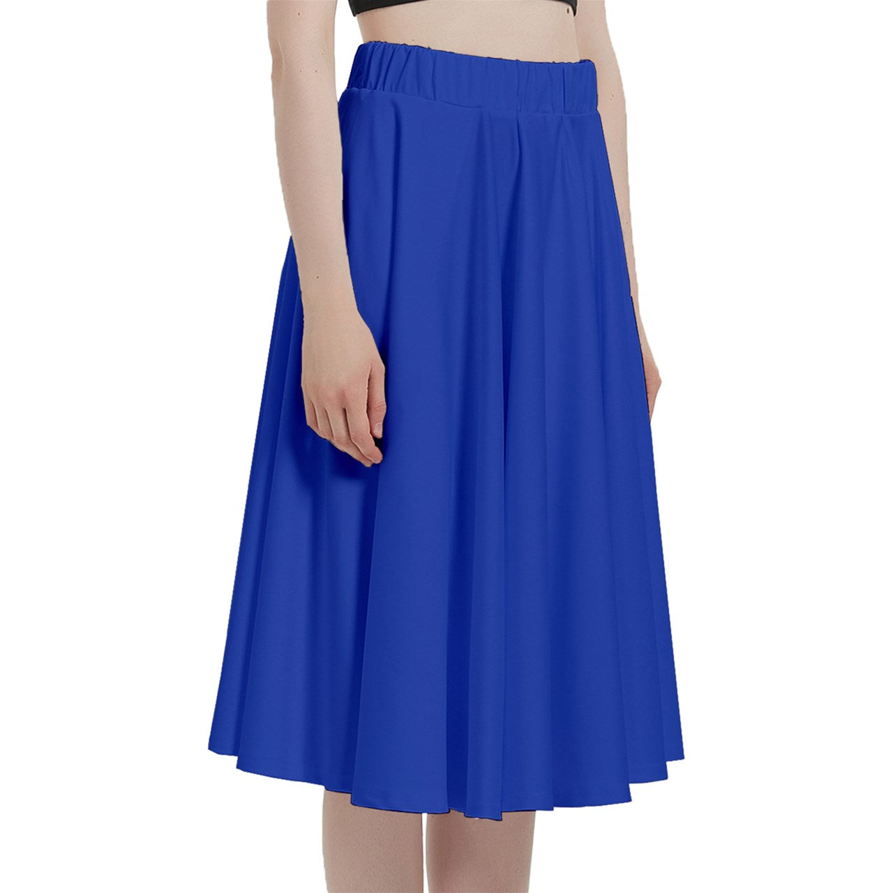 Egyptian Blue A-Line Midi Skirt With Pocket