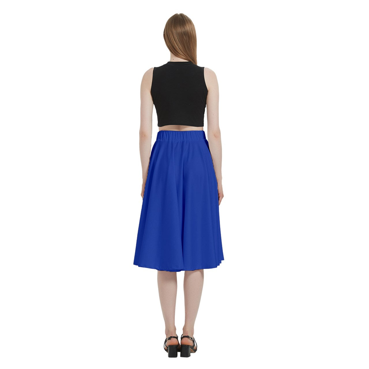 Egyptian Blue A-Line Midi Skirt With Pocket