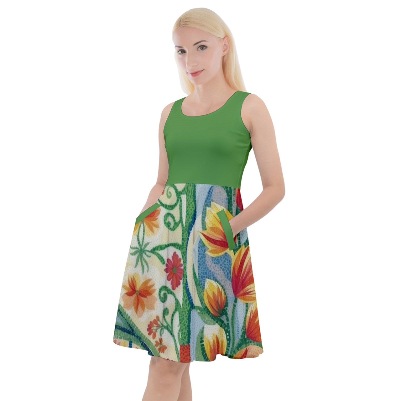 Style 342w Knee-Length Skater Dress with Pockets