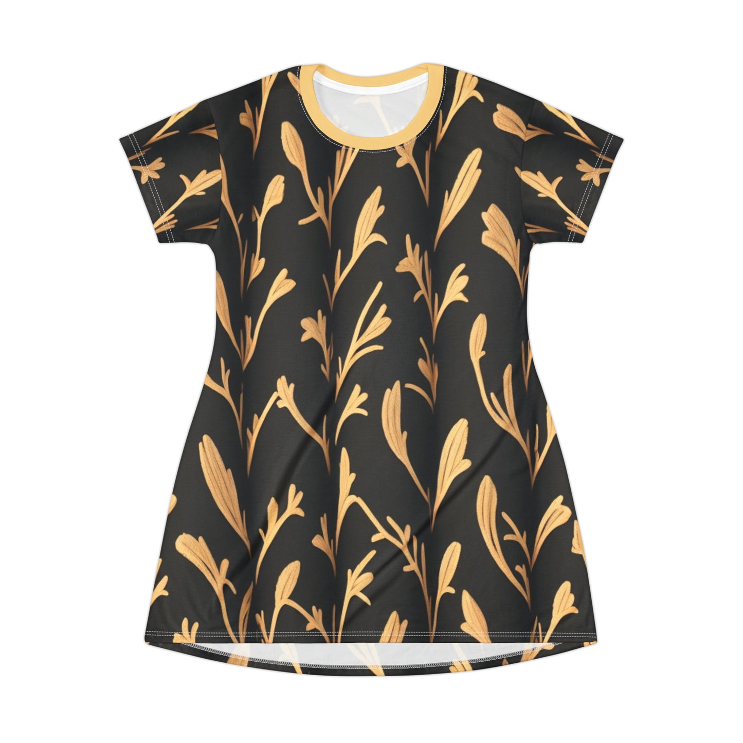 Gold on Black -- T-Shirt Dress (AOP)