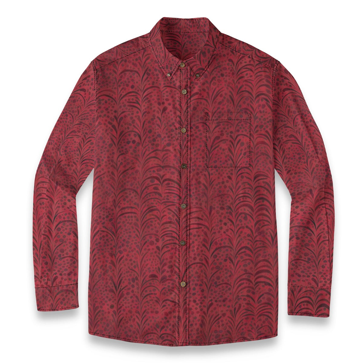 Rouge -- Men's Casual Lapel Long Sleeve Shirt