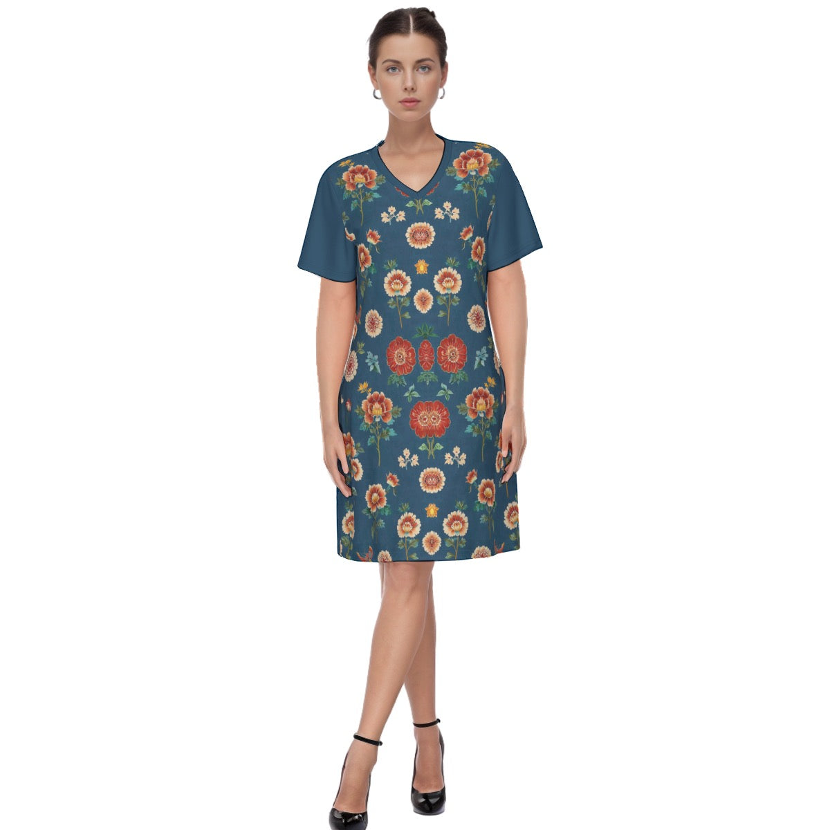 Derby -- Women's V Neck Dress 100% Cotton