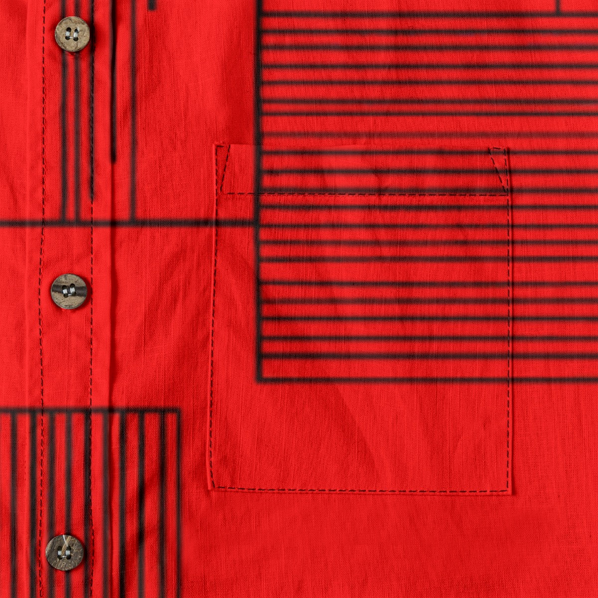 Lines Red -- Men's 100% Cotton LS Shirt