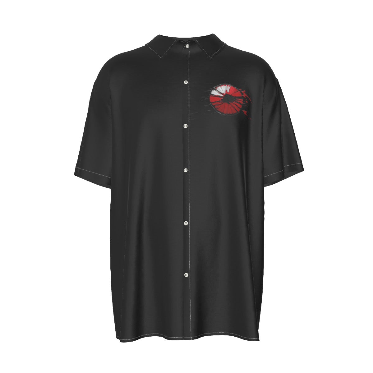 Red -- Men's Imitation Silk Short-Sleeved Shirt
