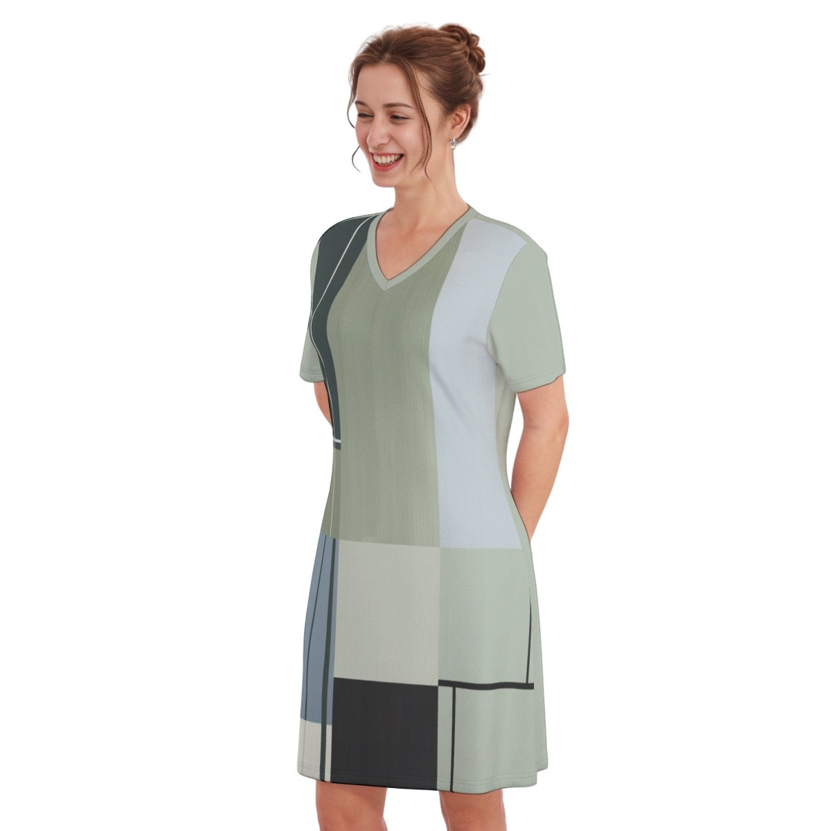 Ultra -- Women's V Neck Dress 100% Cotton