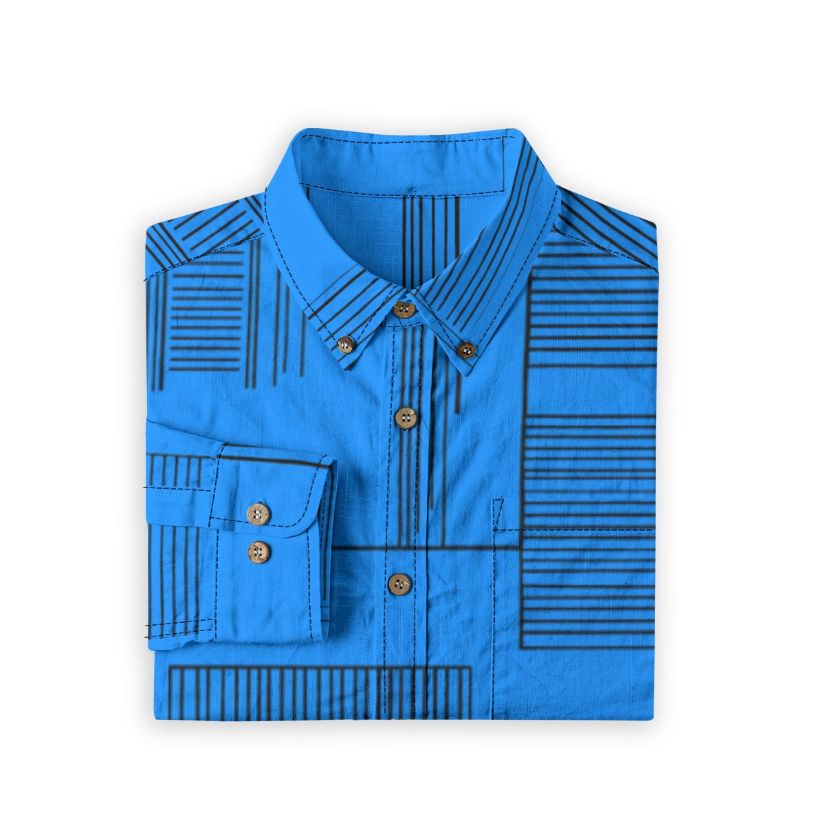 Lines Azure -- Men's 100% Cotton LS Shirt