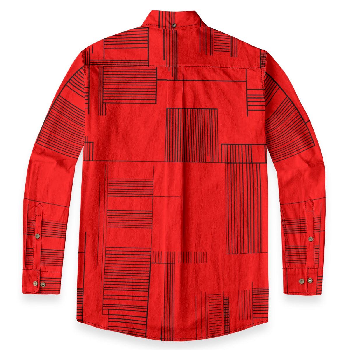 Lines Red -- Men's 100% Cotton LS Shirt
