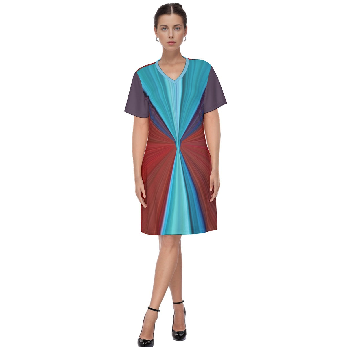 Symmetry -- Women's V Neck Dress 100% Cotton