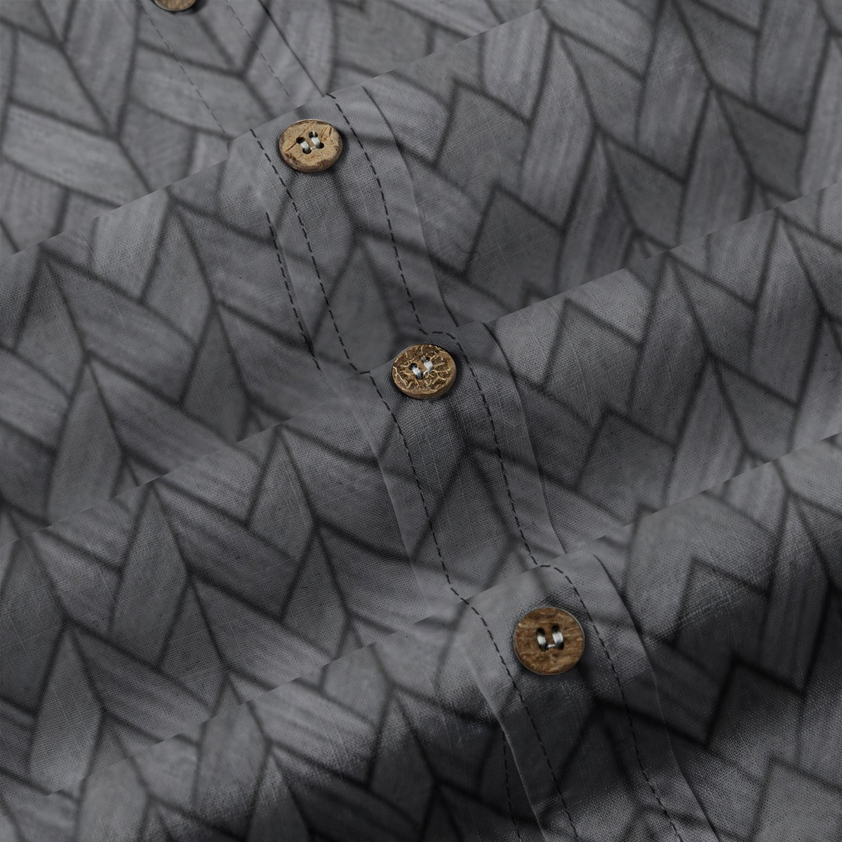 Black Herringbone 2 -- Men's 100% Cotton LS Collared Shirt
