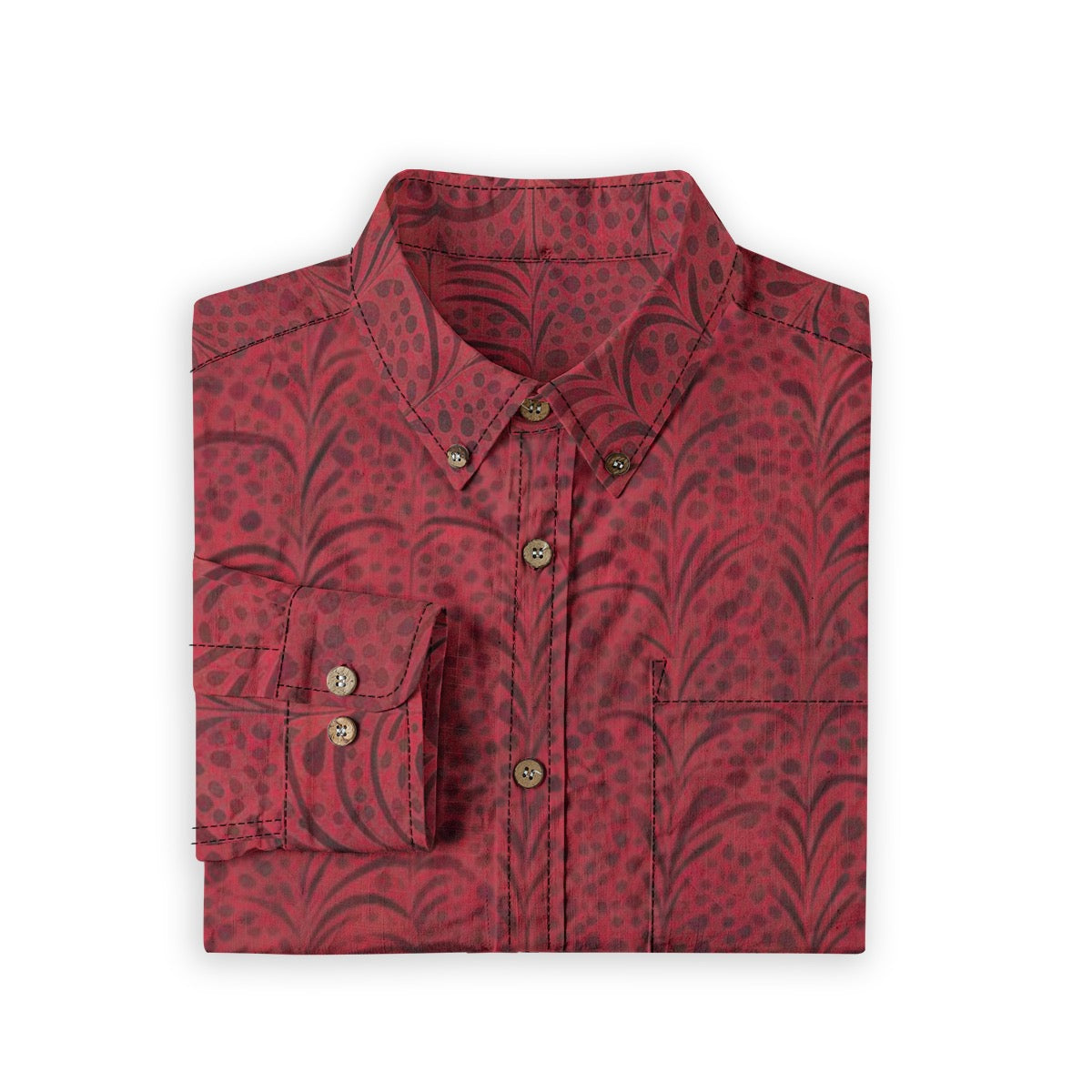 Rouge -- Men's Casual Lapel Long Sleeve Shirt