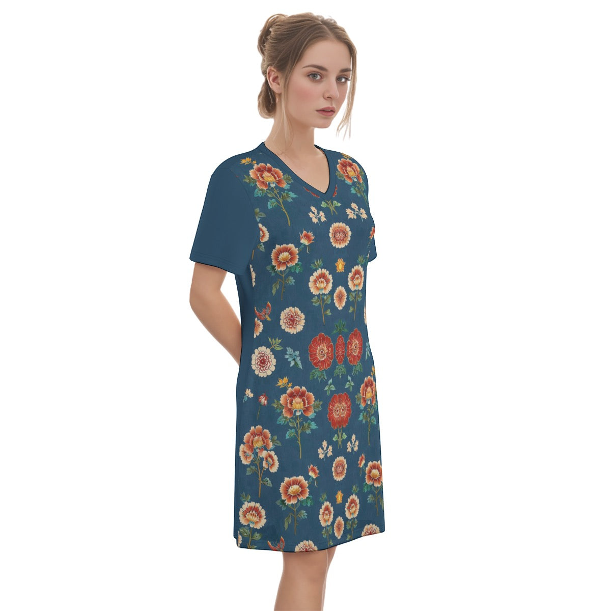 Derby -- Women's V Neck Dress 100% Cotton