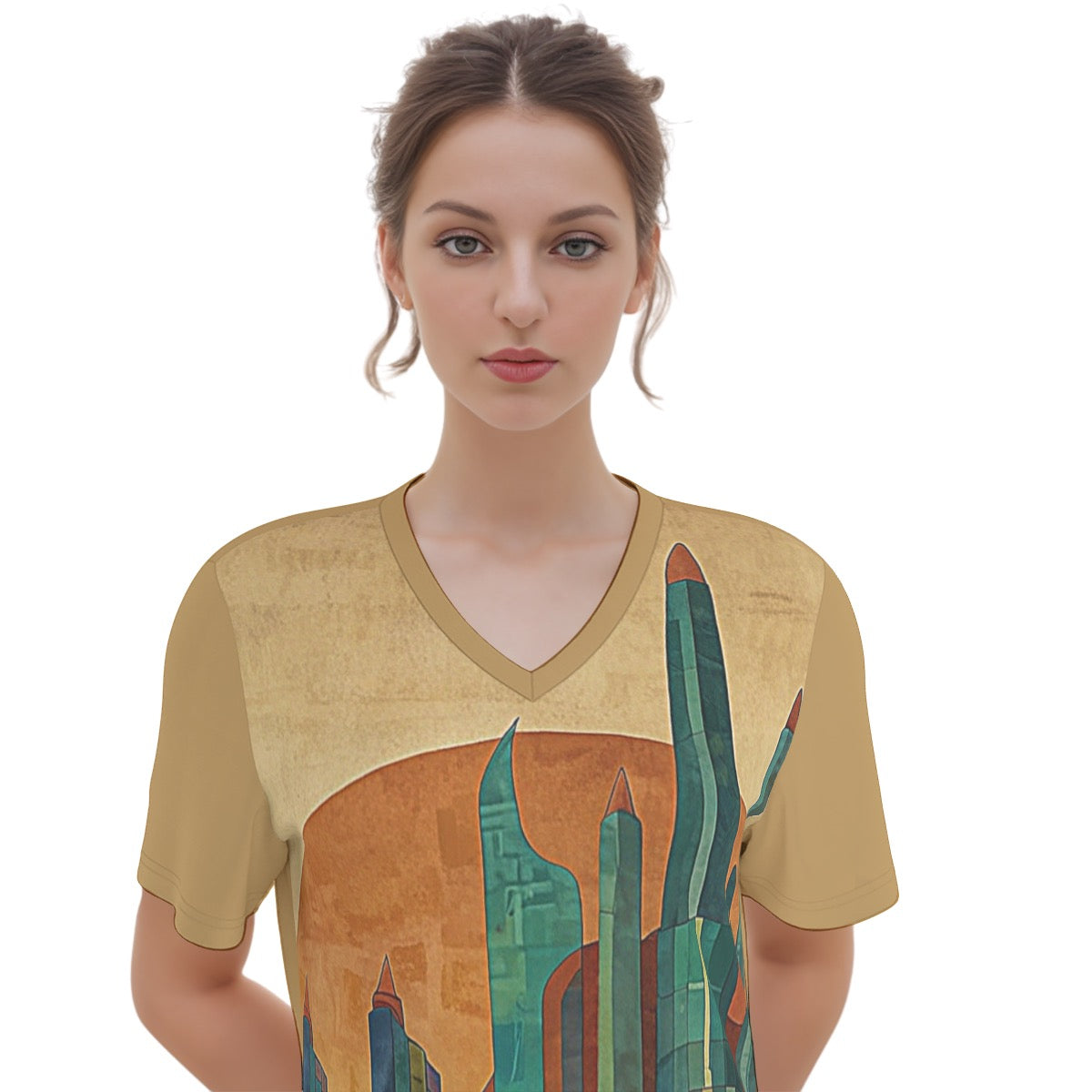 Sundown -- Women's V Neck Dress 100% Cotton