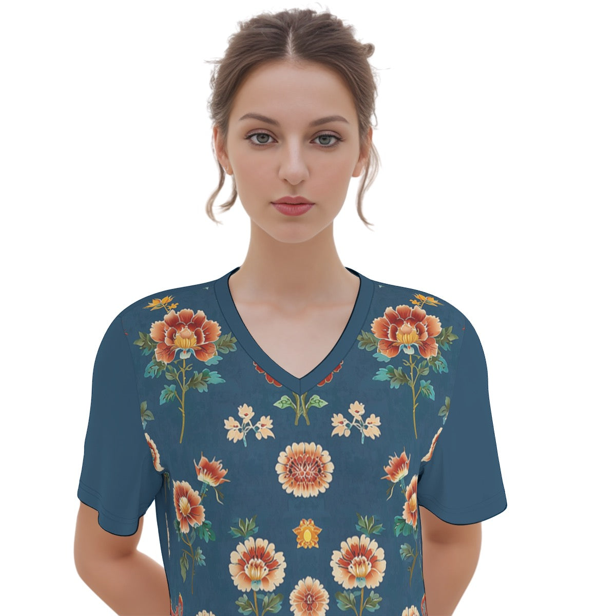Derby -- Women's V Neck Dress 100% Cotton
