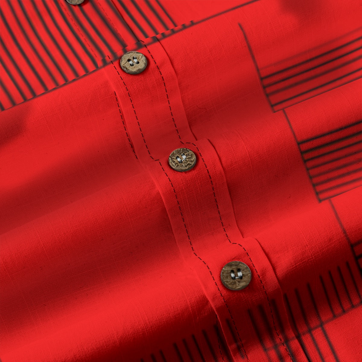 Lines Red -- Men's 100% Cotton LS Shirt