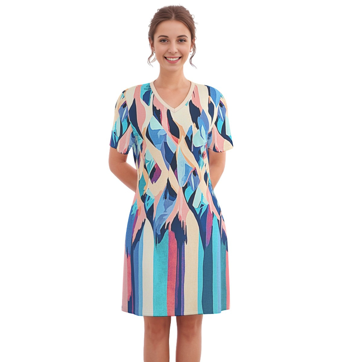 Invert -- Women's V Neck Dress 100% Cotton