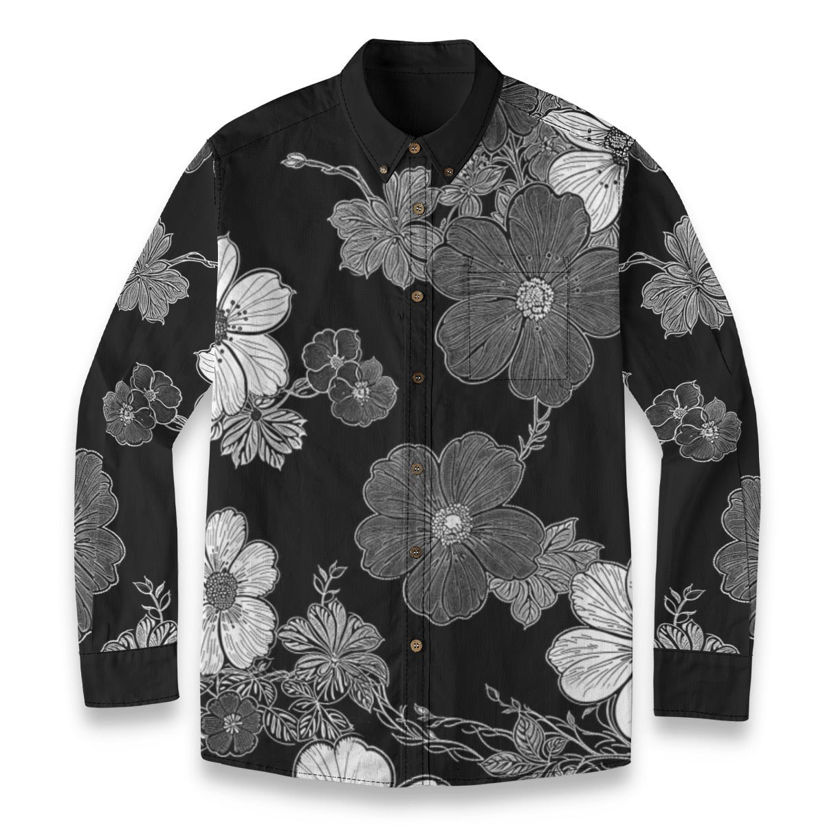Night Bloom -- Men's 100% Cotton LS Shirt