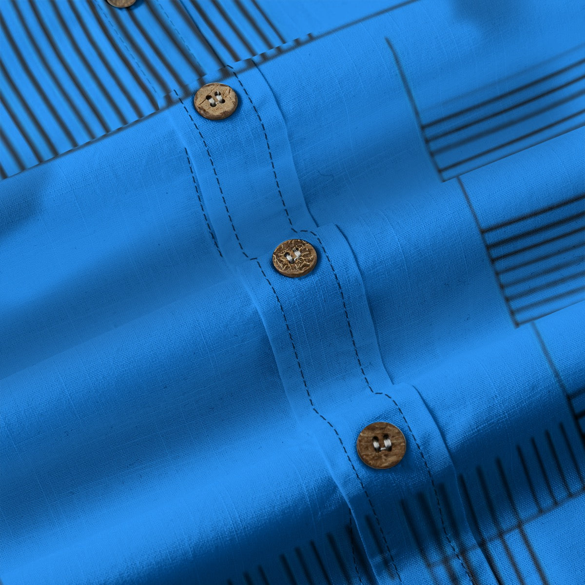 Lines Azure -- Men's 100% Cotton LS Shirt