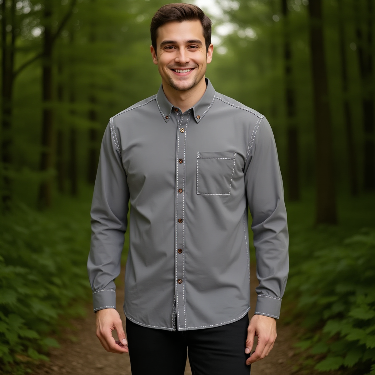 Davy's Gray -- Men's 100% Cotton LS Shirt