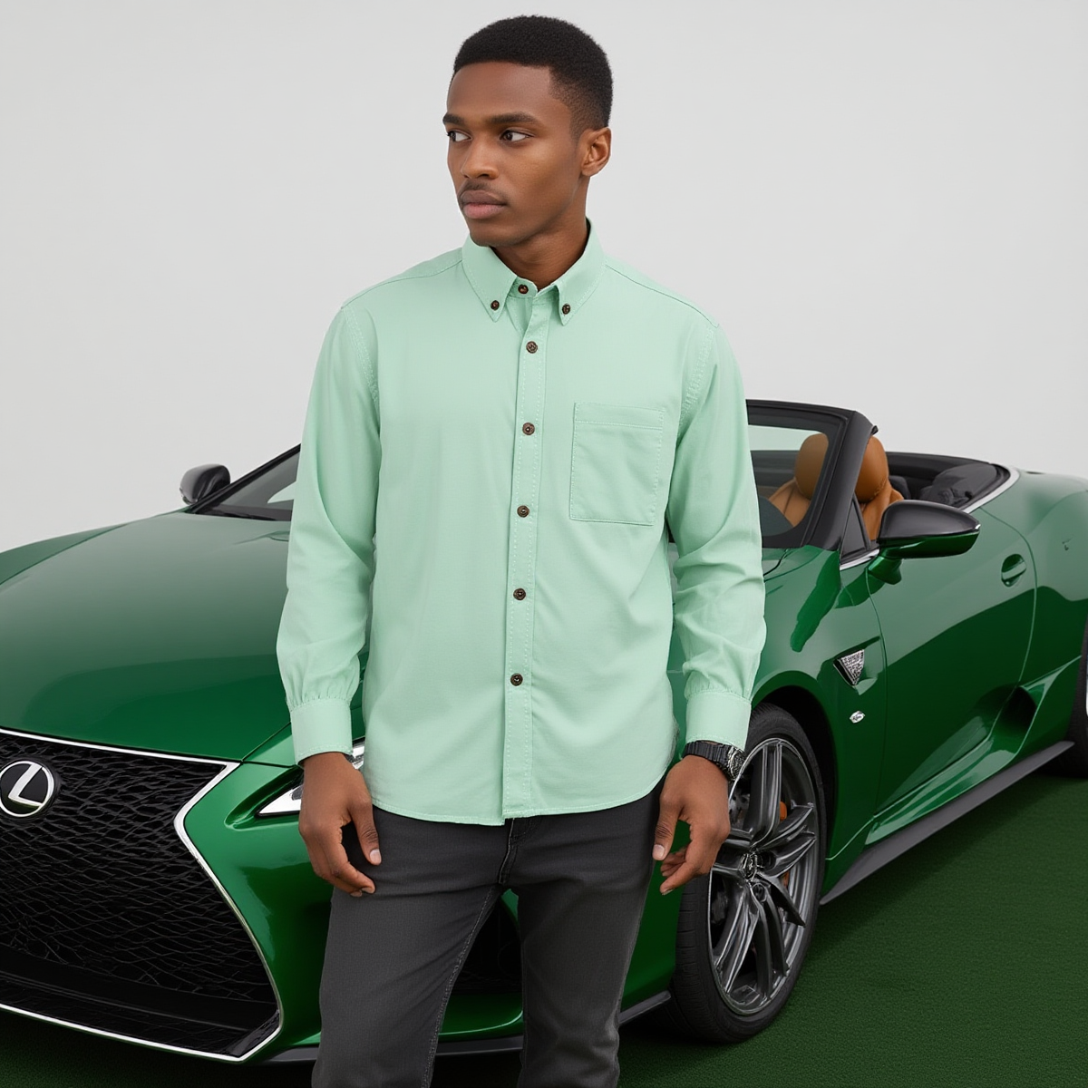 Pale Mint -- Men's 100% Cotton LS Shirt