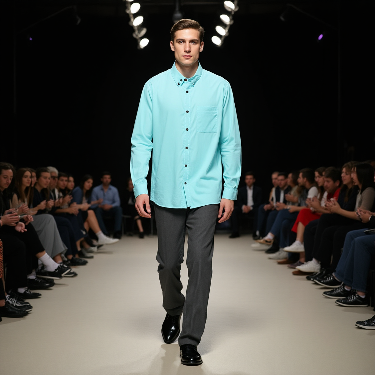 Electric Blue -- Men's 100% Cotton LS Shirt