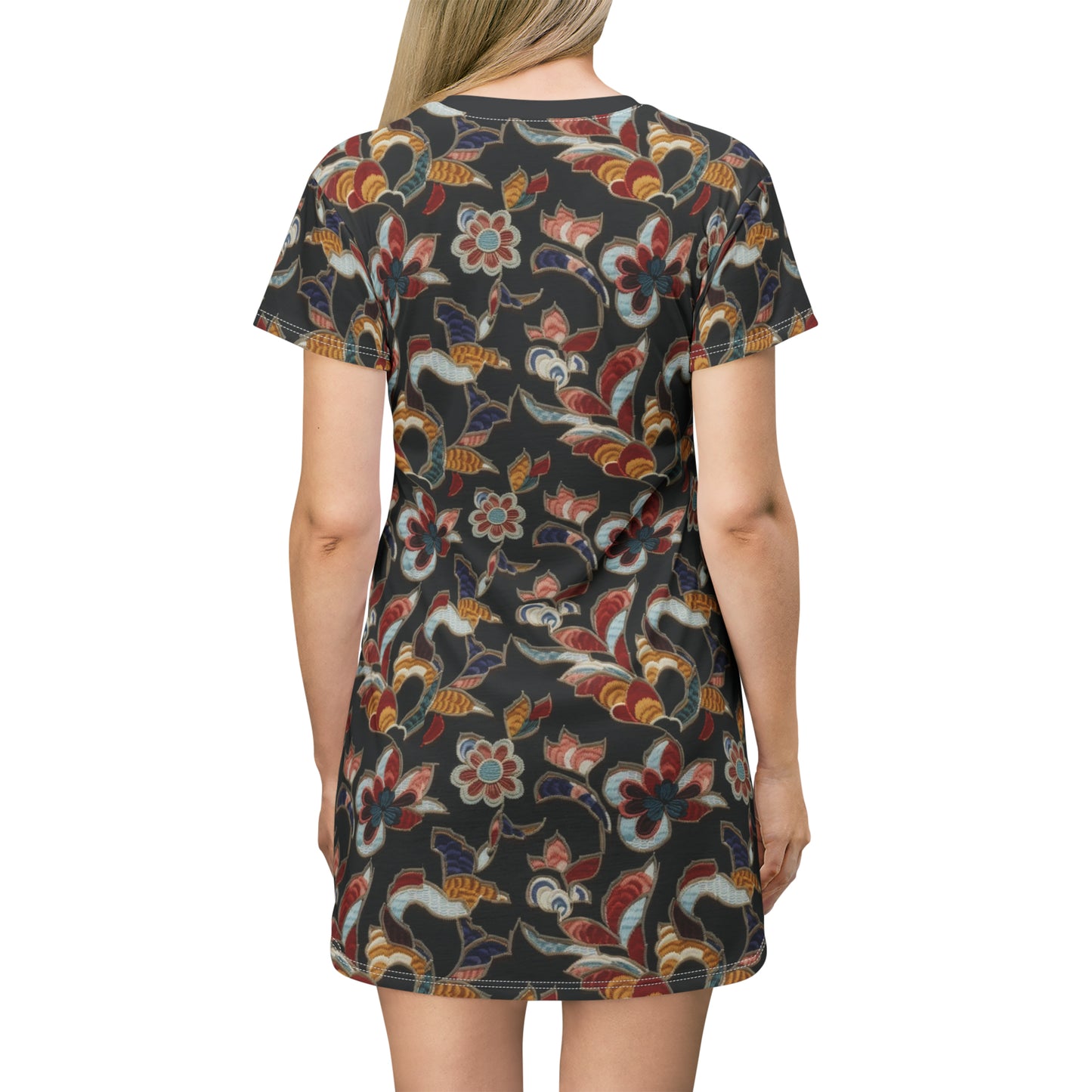 Embroidery-Print Explosion -- T-Shirt Dress (AOP)