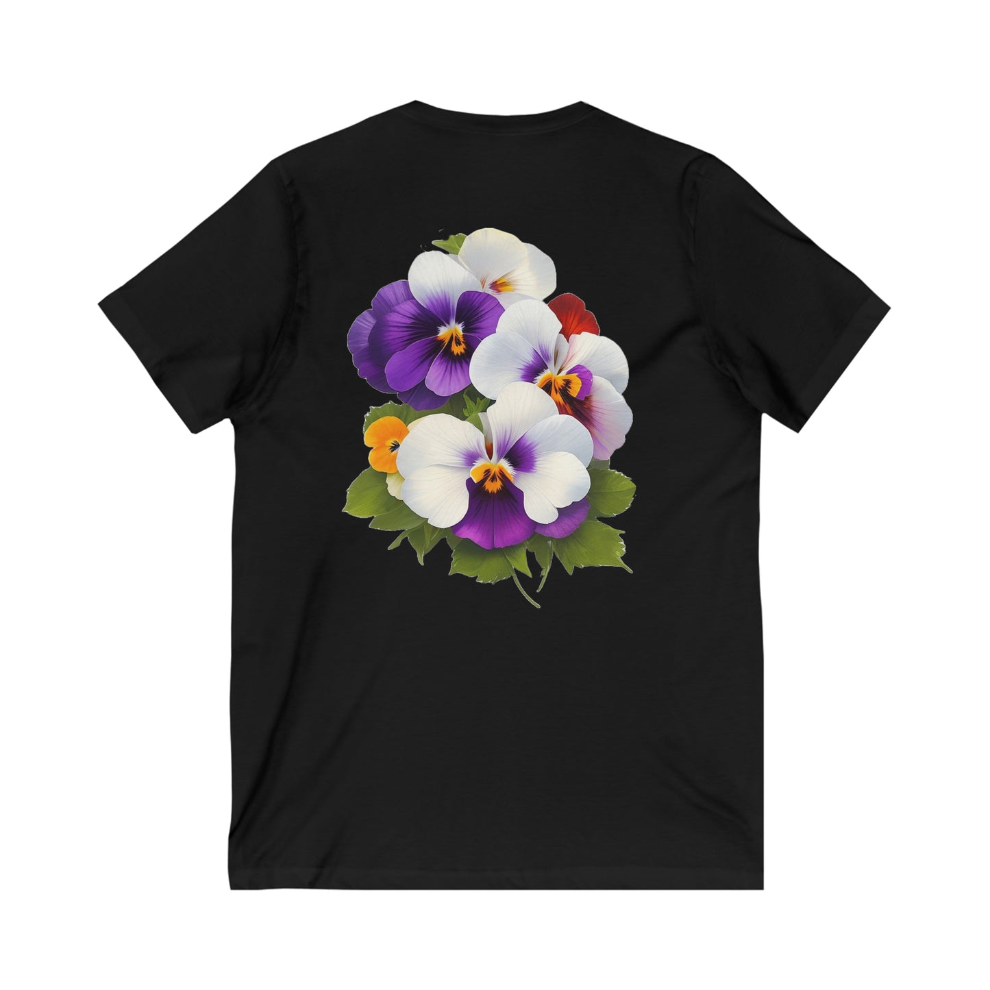 Pancies V-Neck (back) -- Unisex Jersey Short Sleeve V-Neck Tee