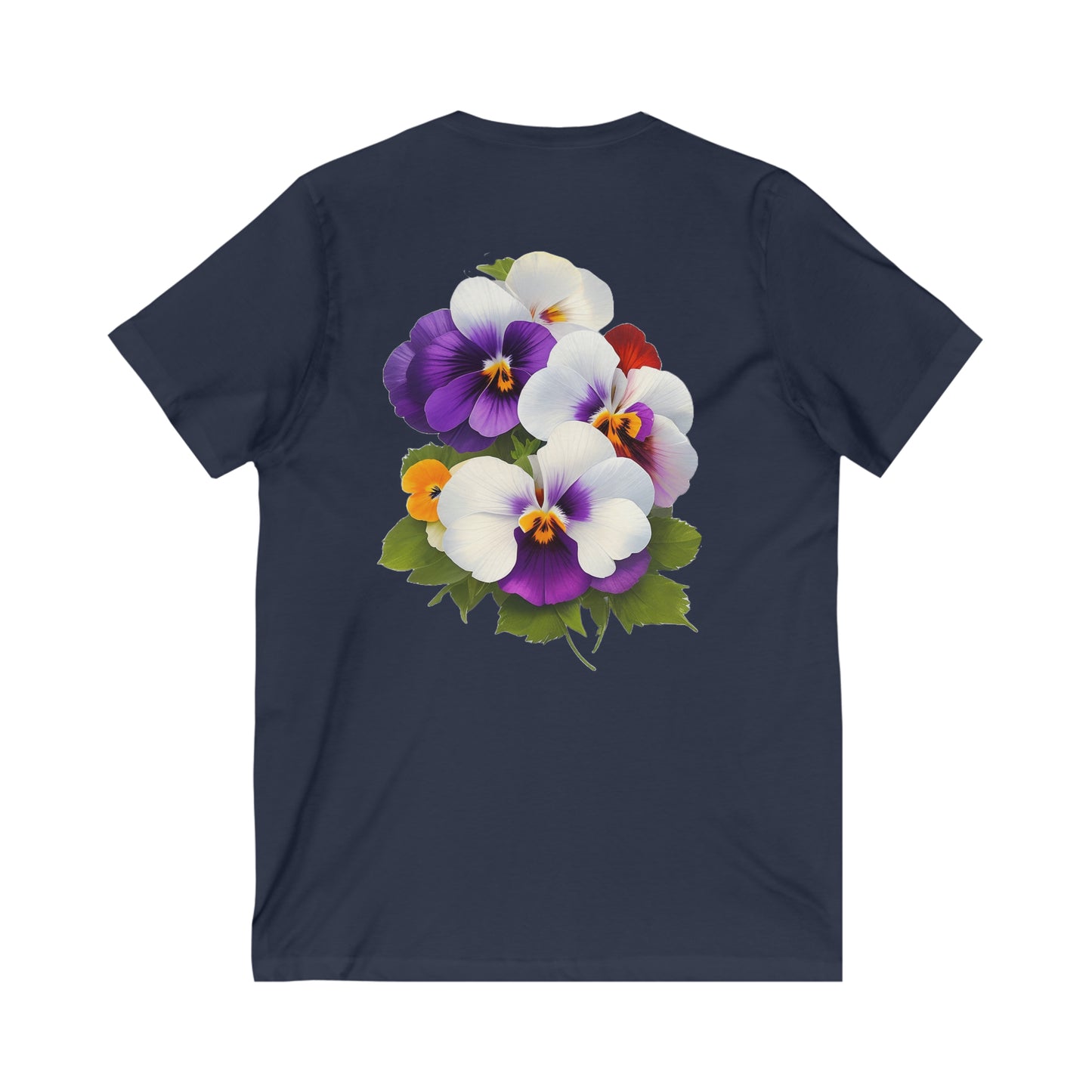 Pancies V-Neck (back) -- Unisex Jersey Short Sleeve V-Neck Tee