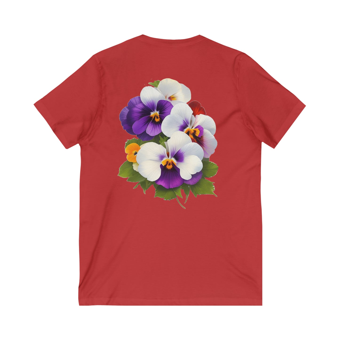 Pancies V-Neck (back) -- Unisex Jersey Short Sleeve V-Neck Tee