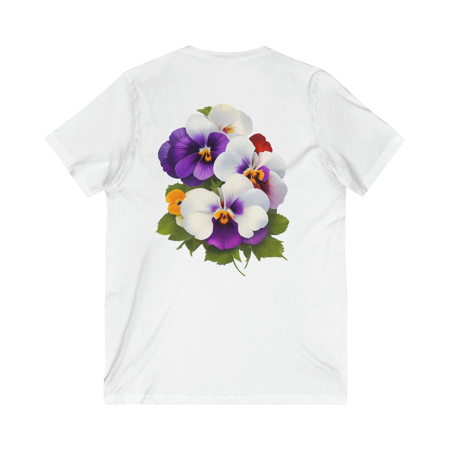 Pancies V-Neck (back) -- Unisex Jersey Short Sleeve V-Neck Tee