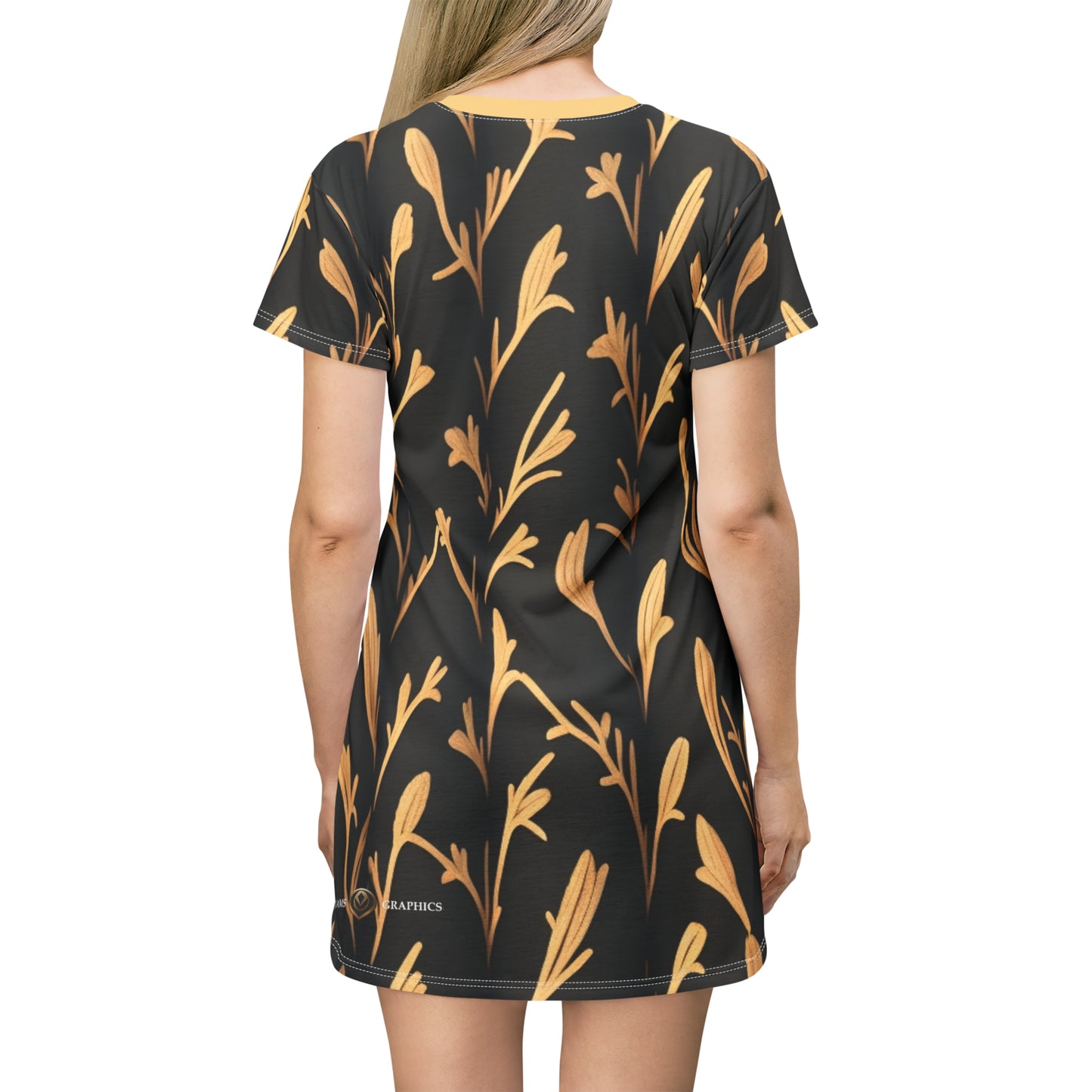 Gold on Black -- T-Shirt Dress