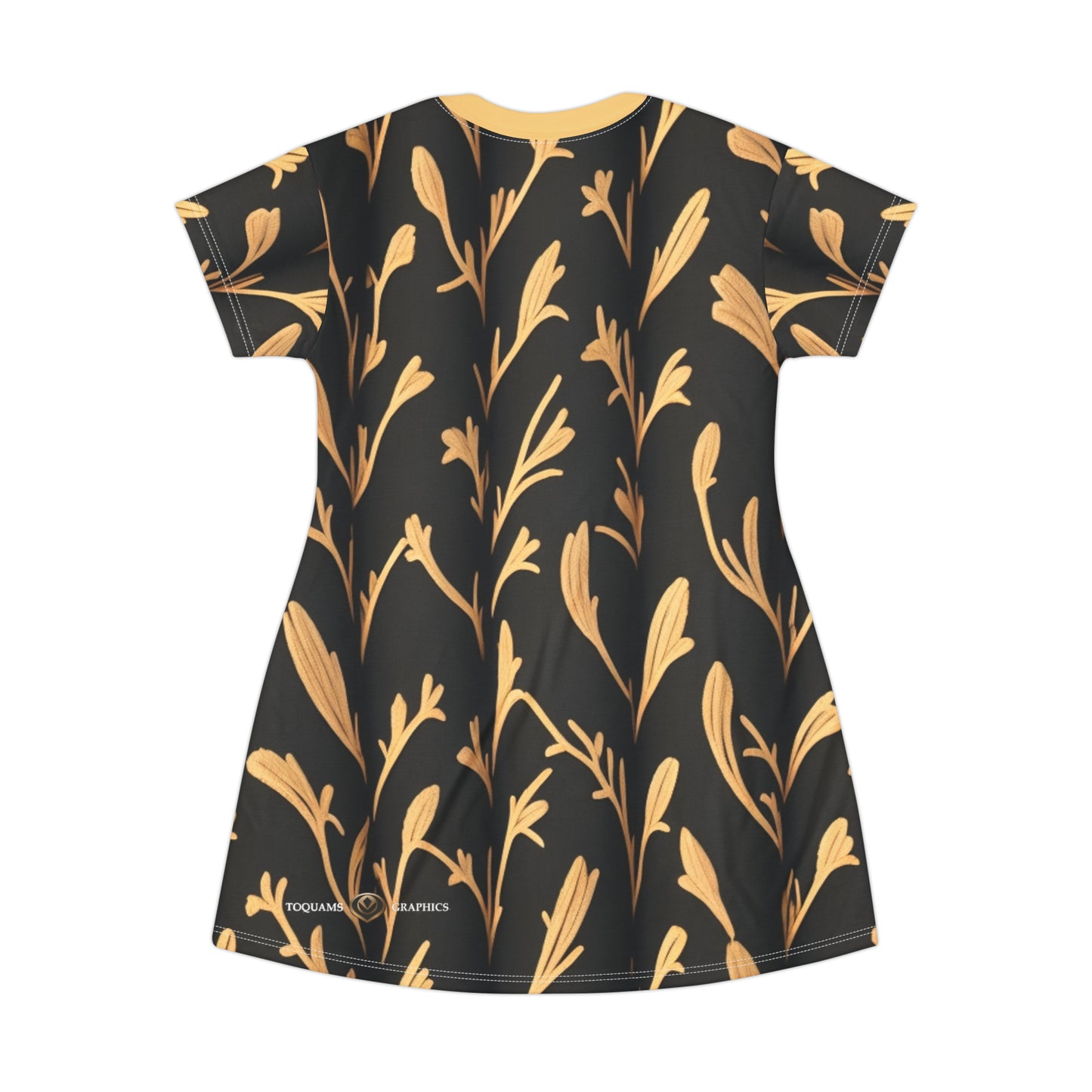 Gold on Black -- T-Shirt Dress (AOP)