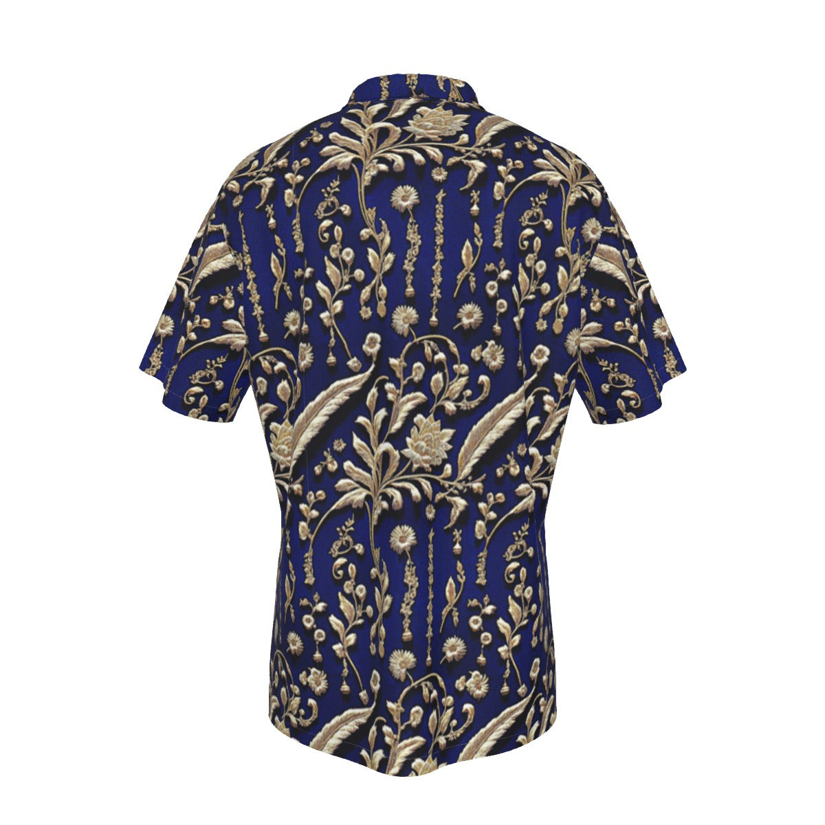 Gold Embroidery -- Men's Hawaiian Shirt With Pocket