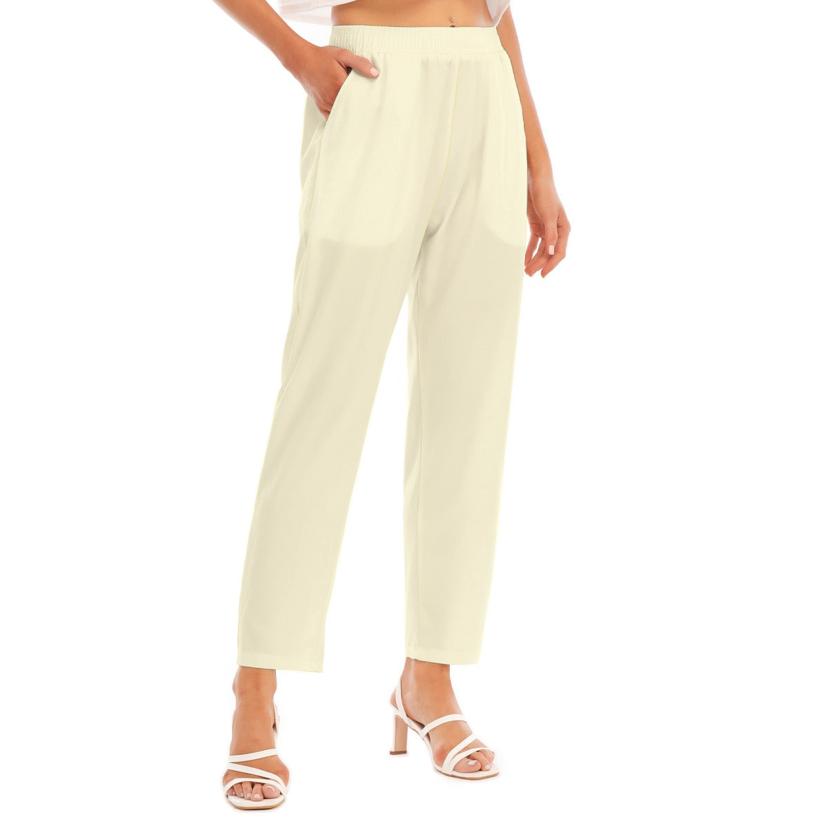 Pale Yellow -- Women's Loose Straight-leg Pants
