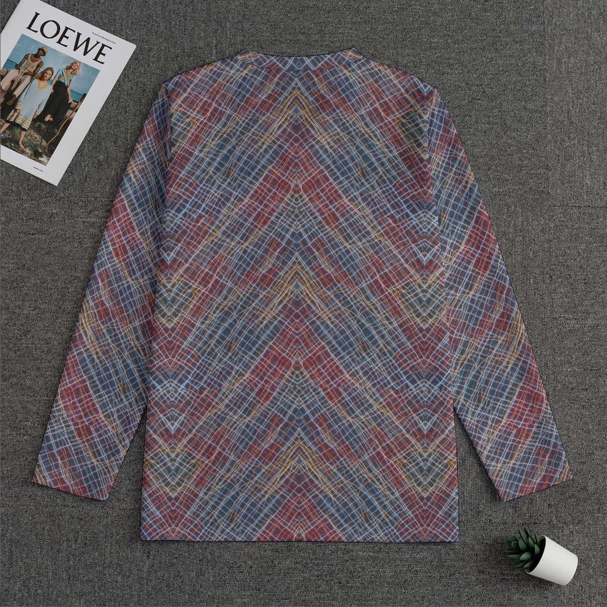 Stone Tartan -- Men's V-neck Sweatshirt With Long Sleeve