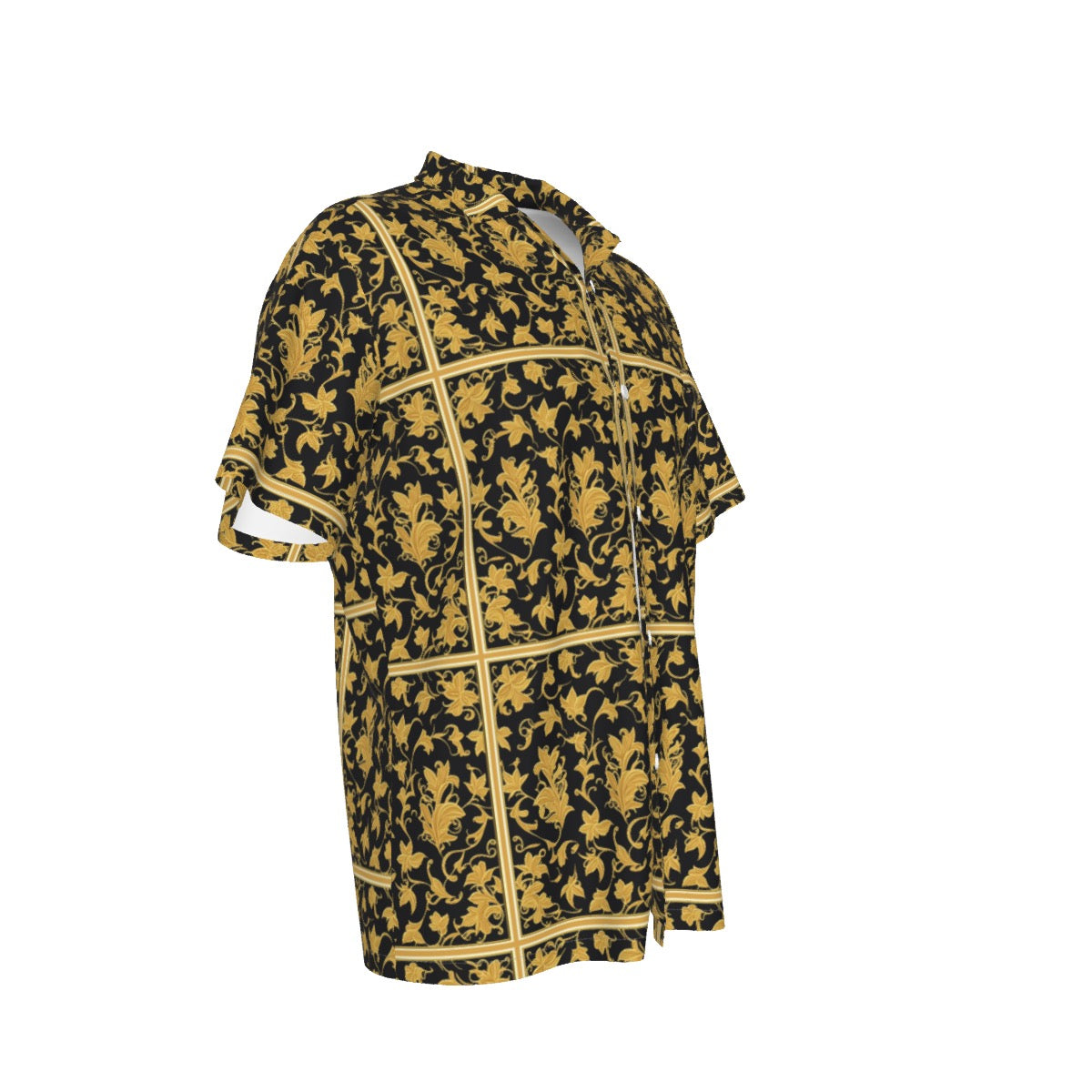 Gold on Black -- Men's Hawaiian Shirt With Pocket