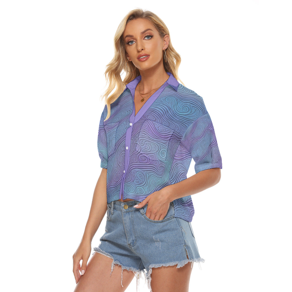Purple Wave -- Women's V-neck Shirts