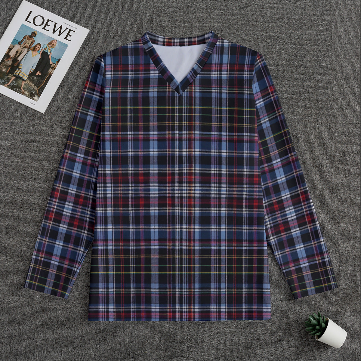 Deas Tartan -- Men's V-neck Sweatshirt With Long Sleeve