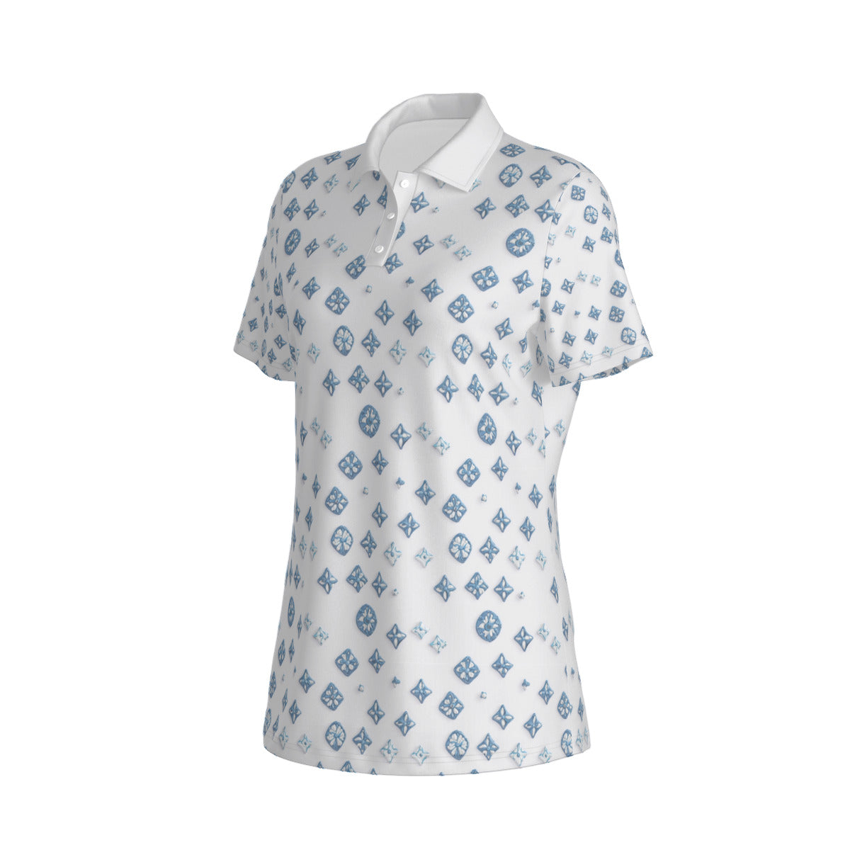 Blue on White -- Women's Polo Collar Jersey