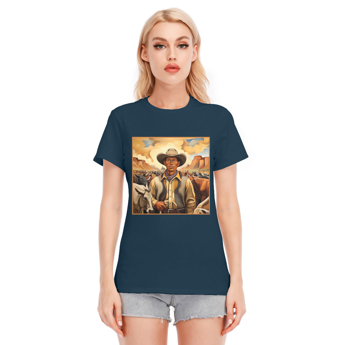 Cowboy Portrait 101 -- Unisex O-neck Short Sleeve T-shirt