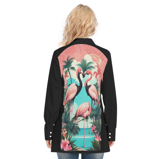Flamingos Black Blouse