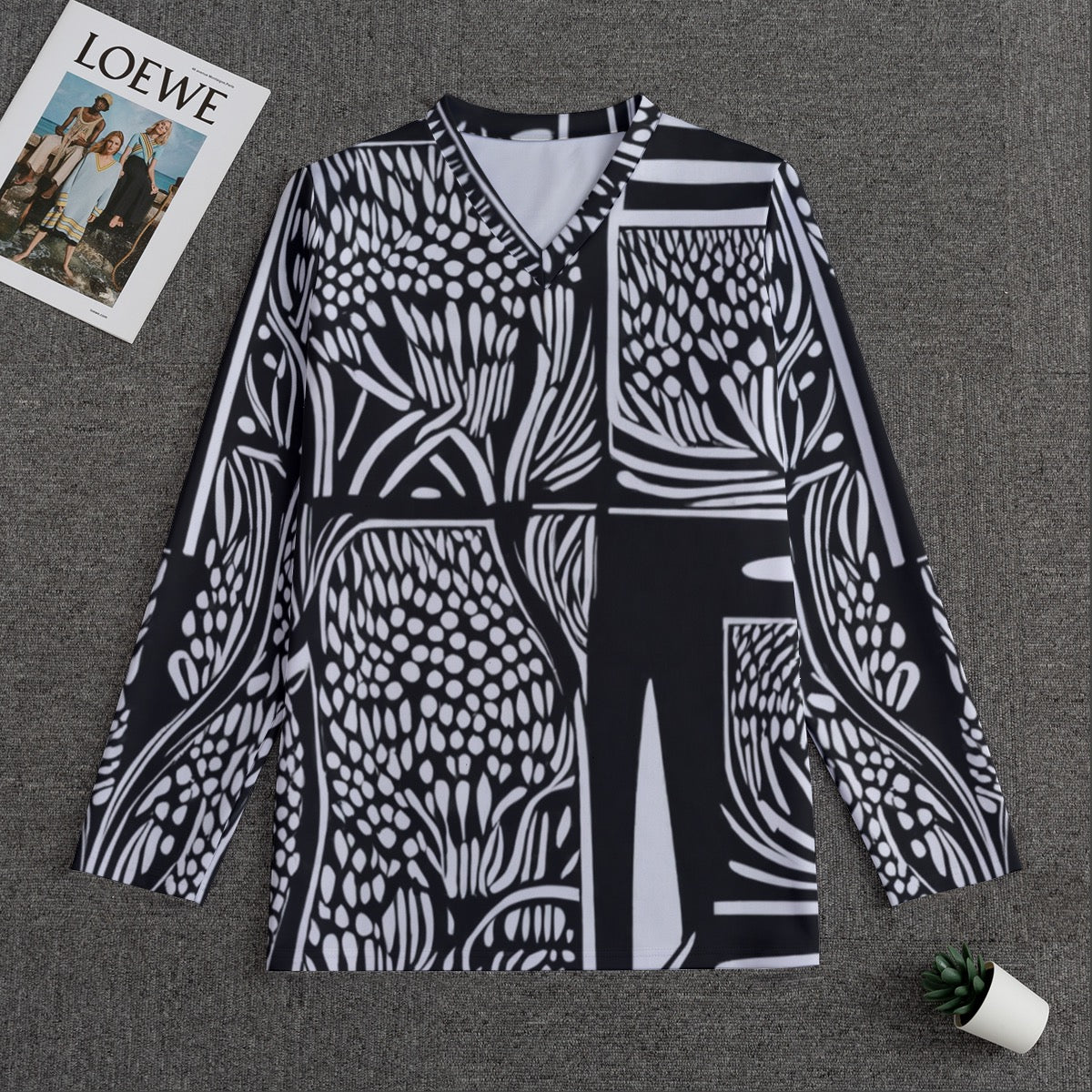 B&W Wheat -- Men's V-neck Sweatshirt With Long Sleeve