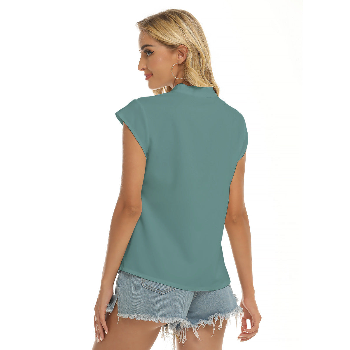 Bond -- Women's Stacked V-neck Short Sleeve Blouse