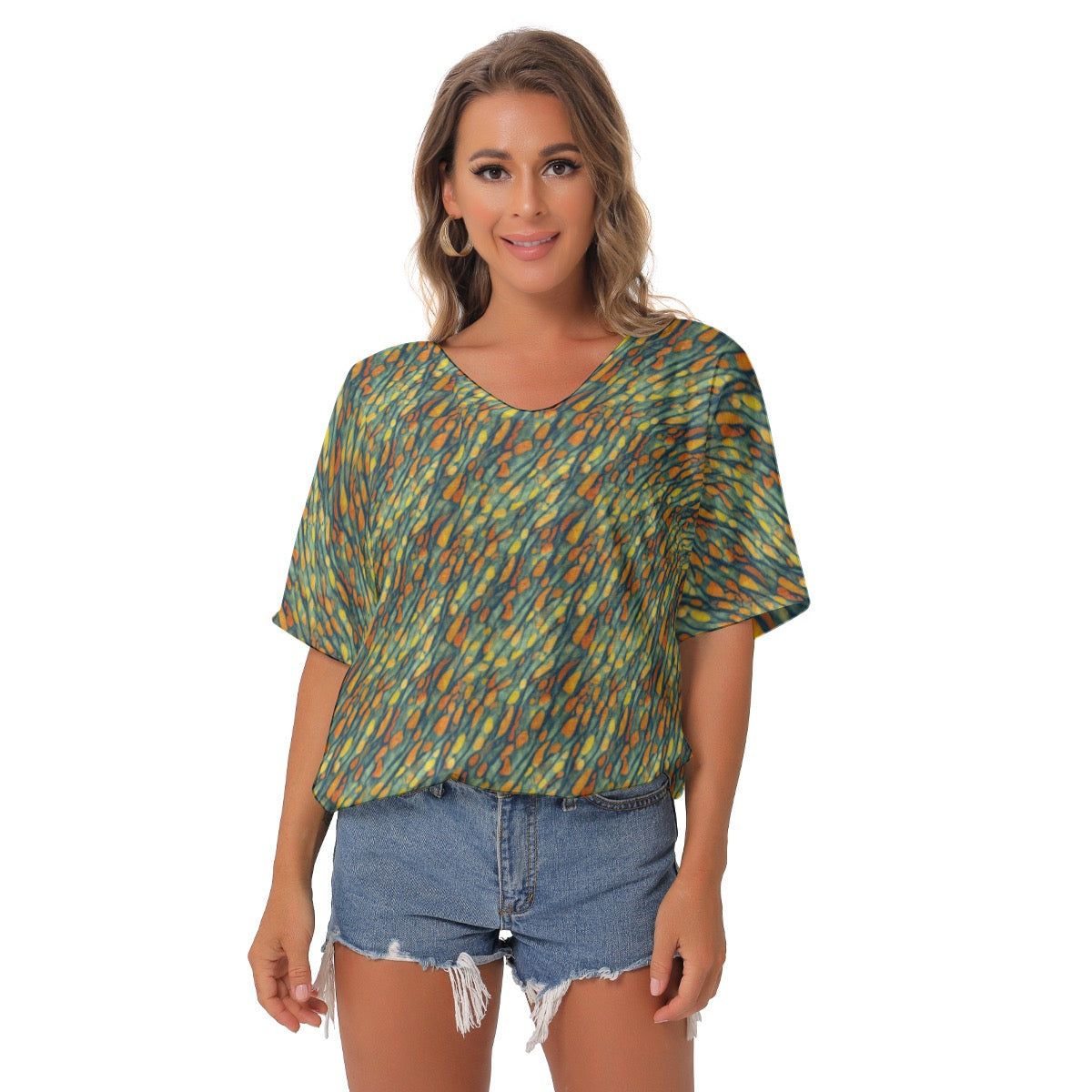 Topeka -- Women's Bat Sleeves V-Neck Blouse