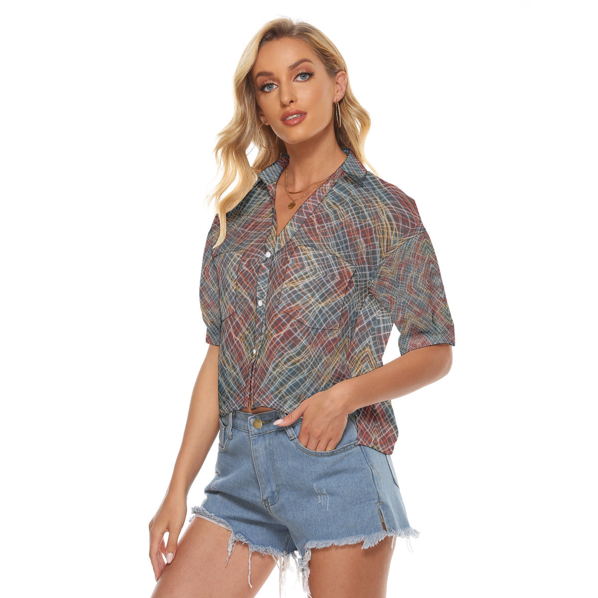 Stone Tartan -- Women's V-neck Shirts
