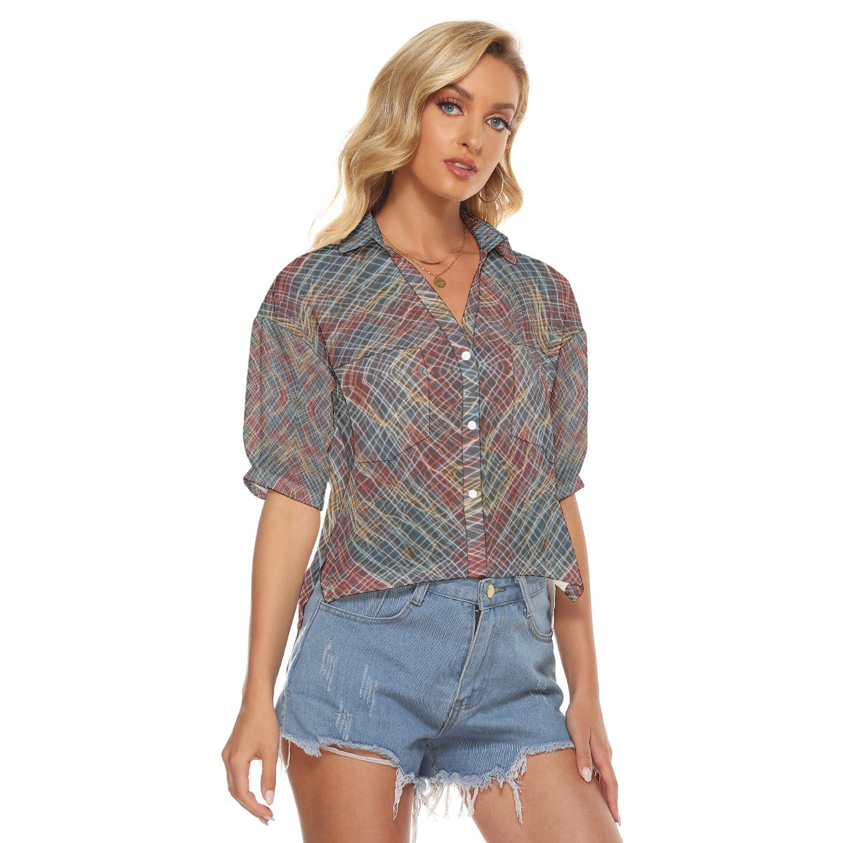 Stone Tartan -- Women's V-neck Shirts