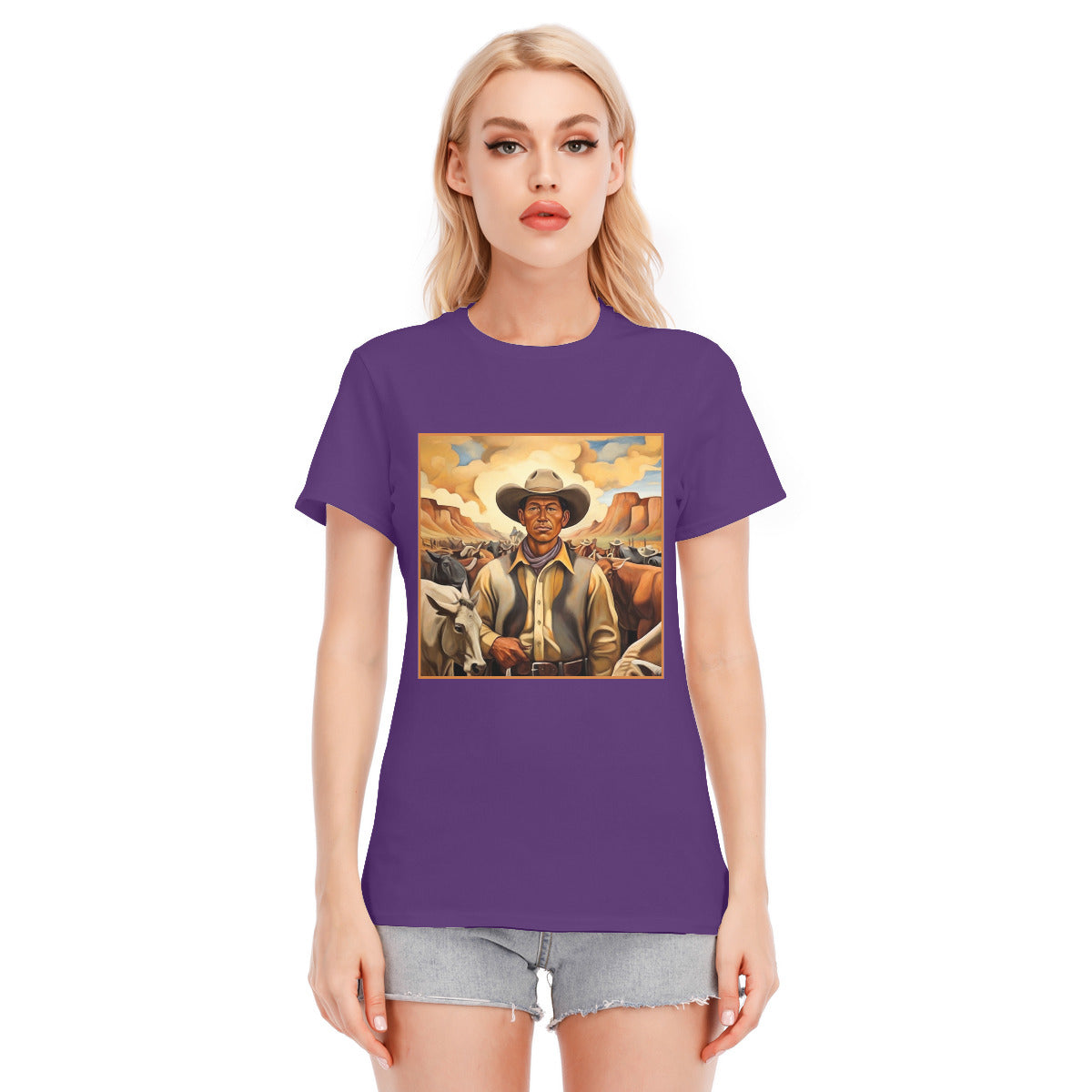 Cowboy Portrait 101 -- Unisex O-neck Short Sleeve T-shirt