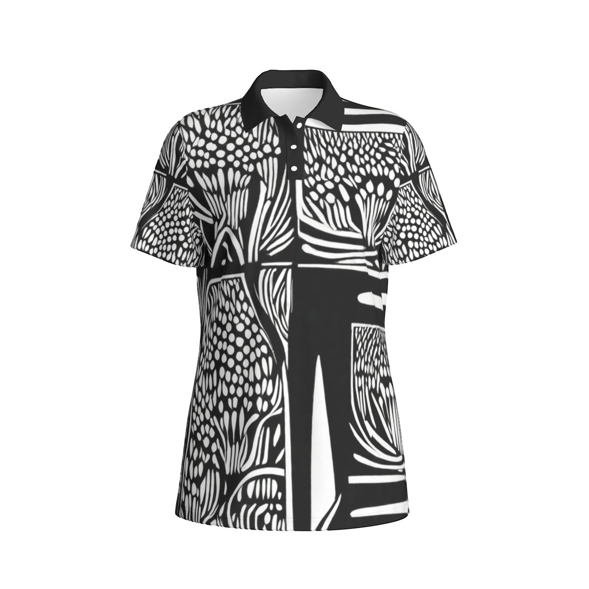 B&W Wheat -- Women's Polo Collar Jersey