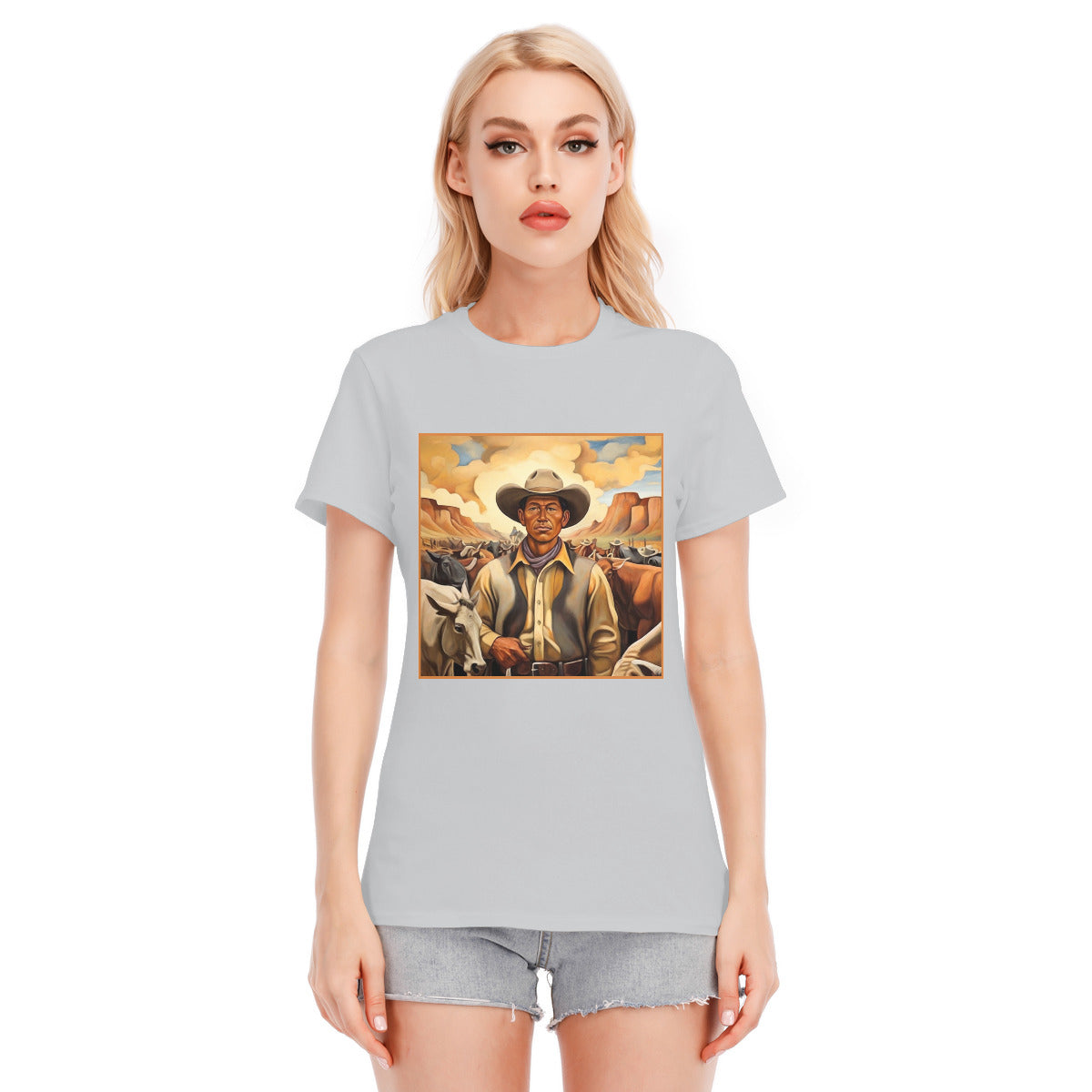 Cowboy Portrait 101 -- Unisex O-neck Short Sleeve T-shirt